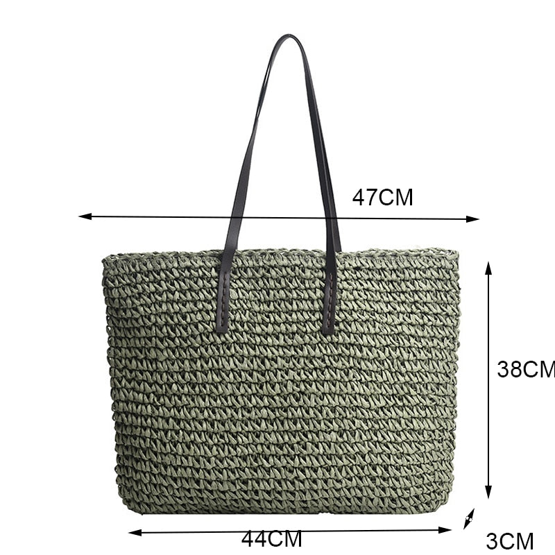 Hollow Out Rattan Straw Woven Large Capacity Shoulder Bag