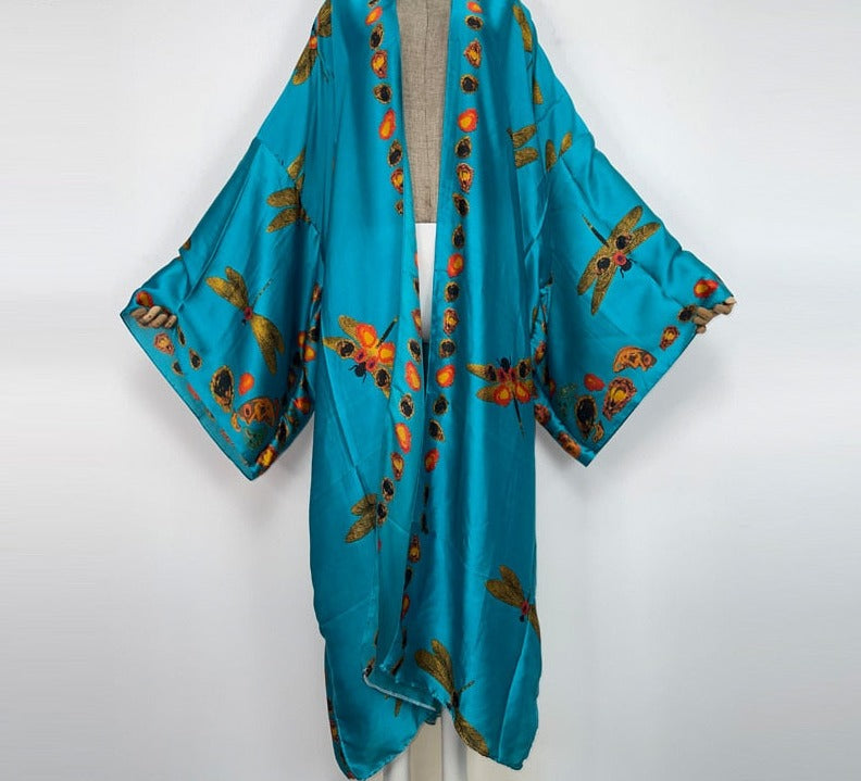 Boho Colorful Stitch Kimono Kaftan Cardigan