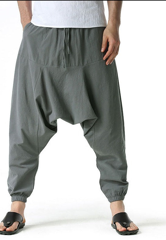 Casual Cotton Yoga Drop Crotch Joggers Sweatpants-Small Size