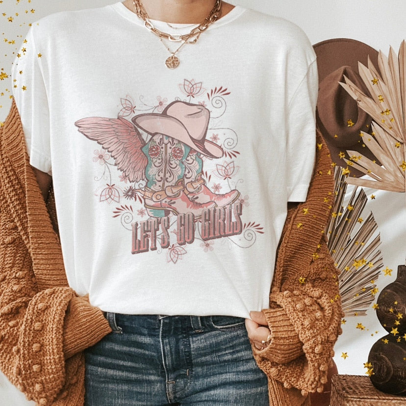 Vintage Western Denim Cartoon Graphic Top - SIze Small
