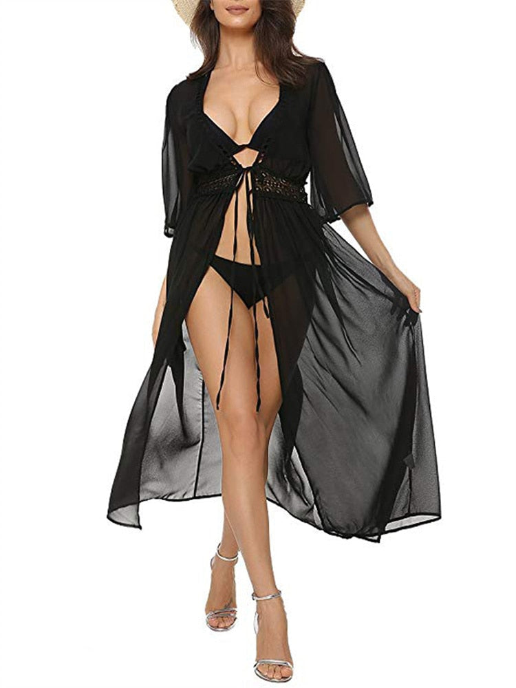 Long Beach Tunic, Bikini Cover Up, Maxi Dress Robe