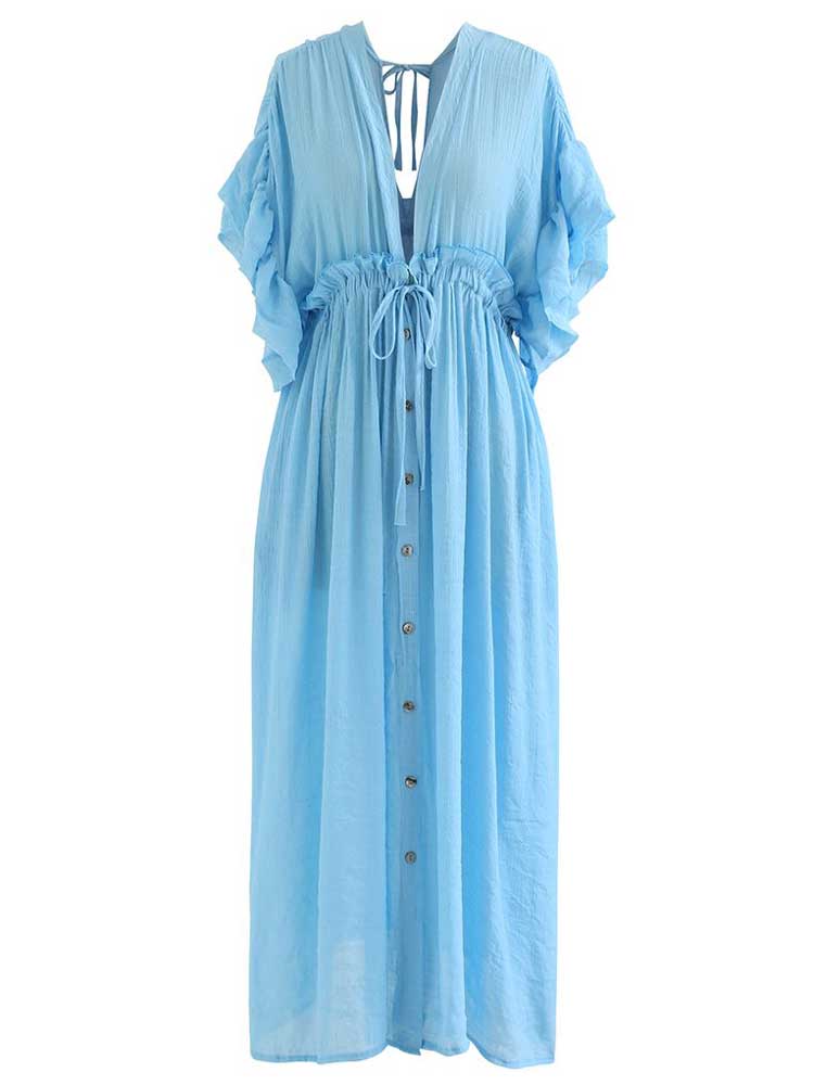 Boho Green Tunic Casual Bikini Long Cover Up Dress