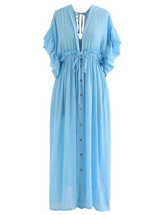 Boho Green Tunic Casual Bikini Long Cover Up Dress