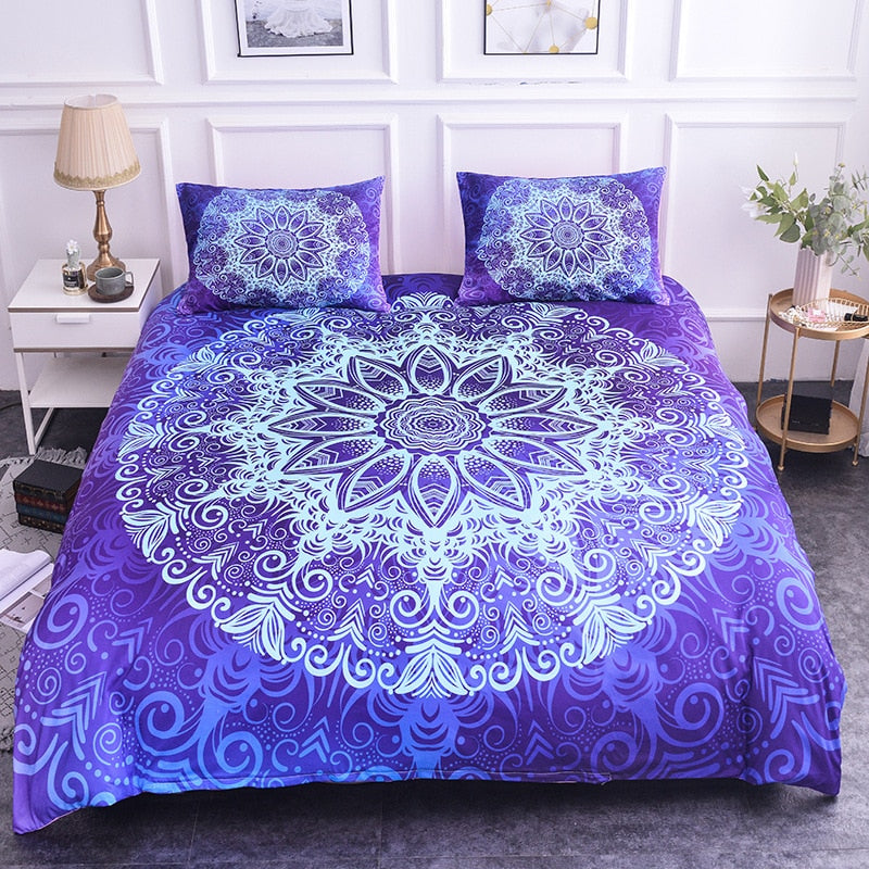 Mandala Abstract Flower Bohemian Quilt Bedding Set - size 200x200cm 3pcs
