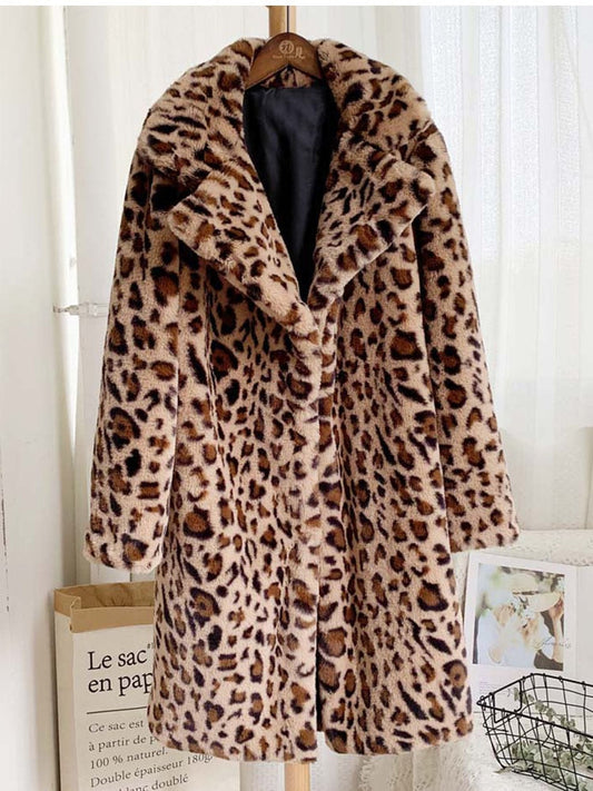 Vintage Leopard Faux Fur Fashion Streetwear Jacket