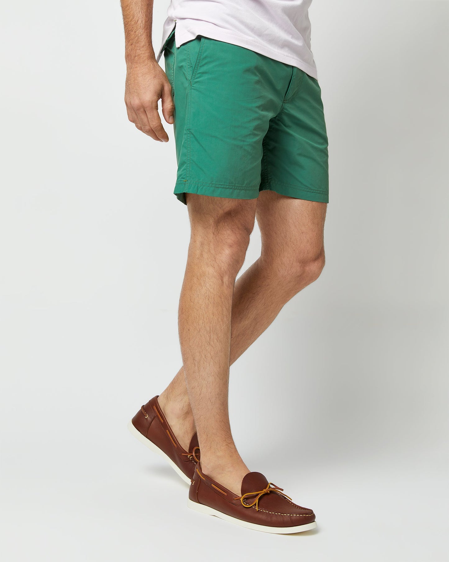 Zip-Front Mid-Length Swim Short in Pine Nylon