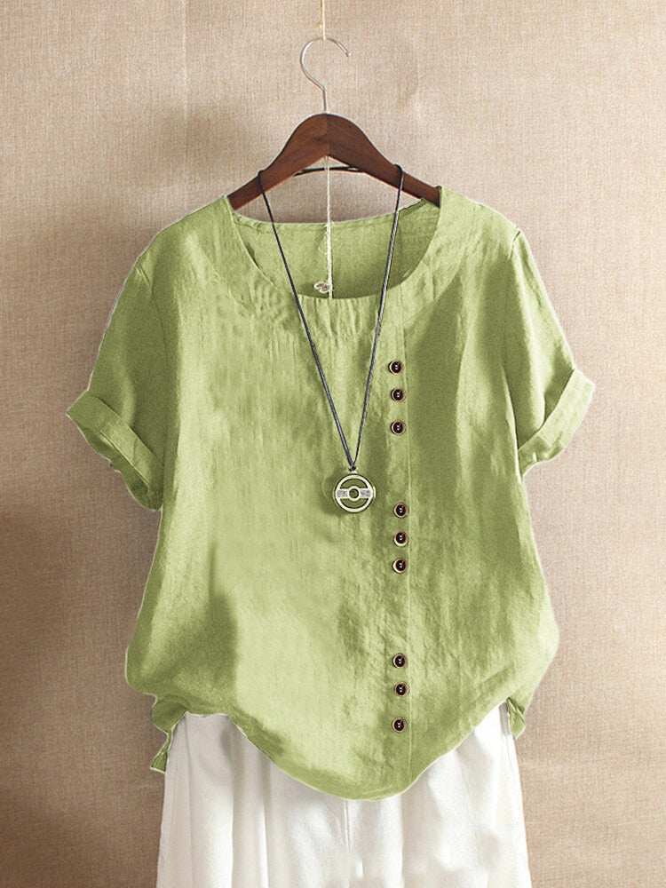 Summer Cotton Linen Femme Vetement Tshirt - size XXL