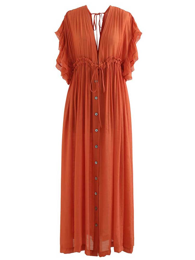Boho Green Tunic Casual Bikini Long Cover Up Dress