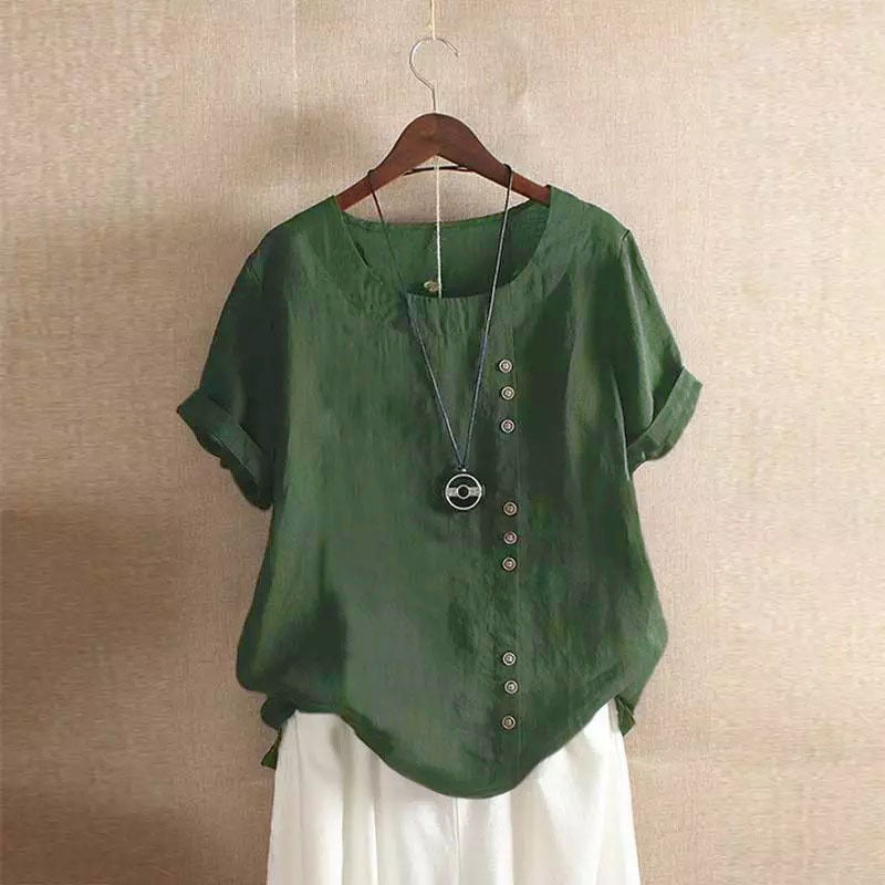 Summer Cotton Linen Femme Vetement Tshirt - size XXL