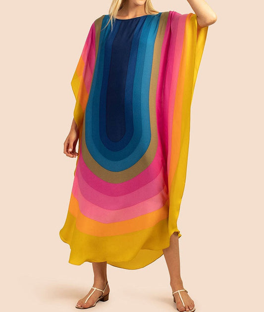 Bohemian Rainbow Plus Size Kaftan Swim Suit Cover Up