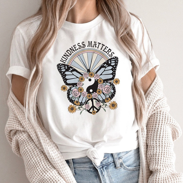 Casual Short Sleeve O Neck Graphic T-shirt - size XXL