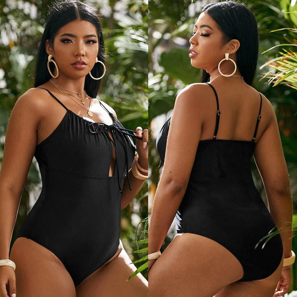 Women Floral Large One Piece Plus size Beachwear - Size L - XL