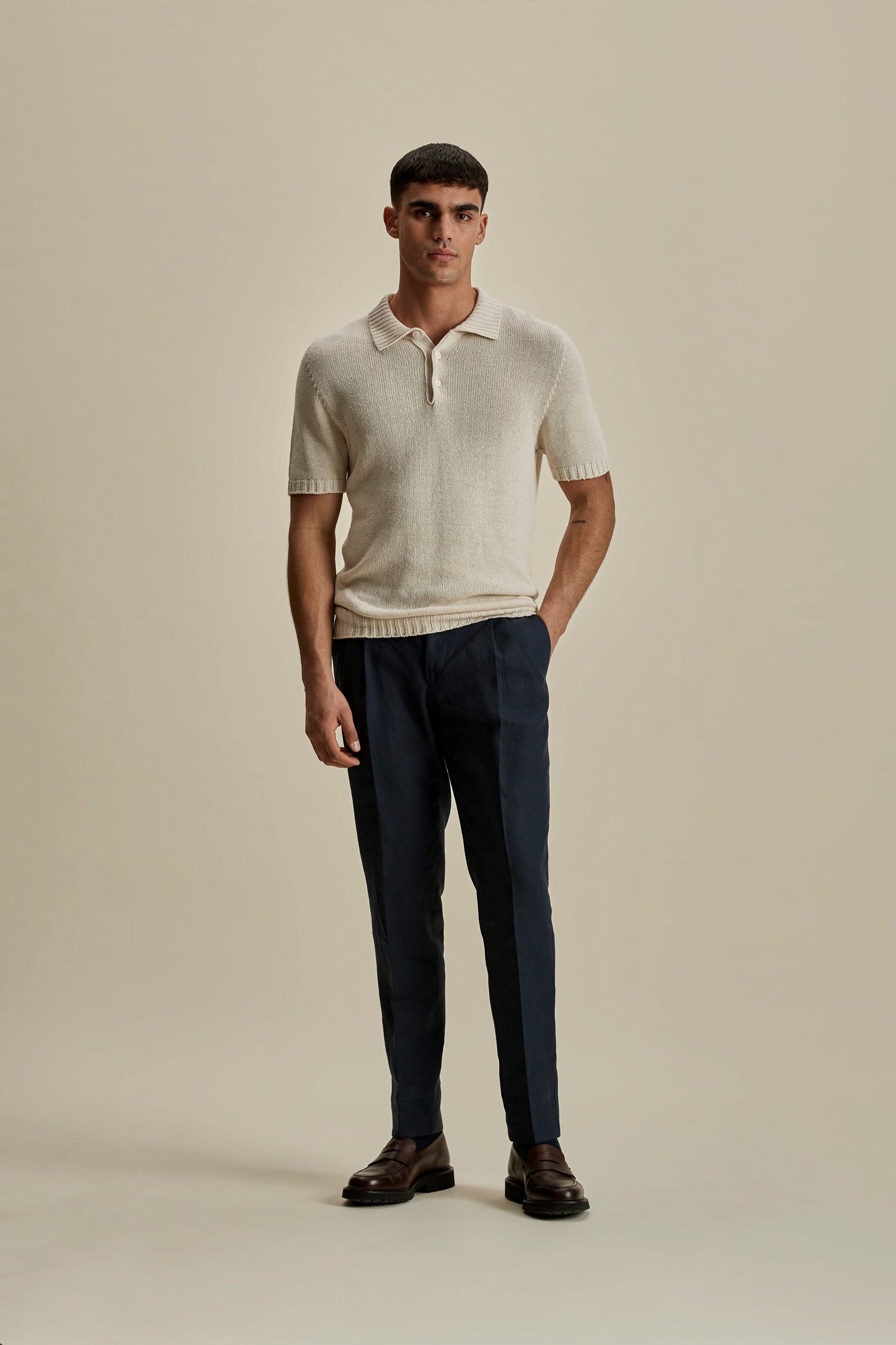 Bourette Silk Wide Gauge Cable Polo Shirt