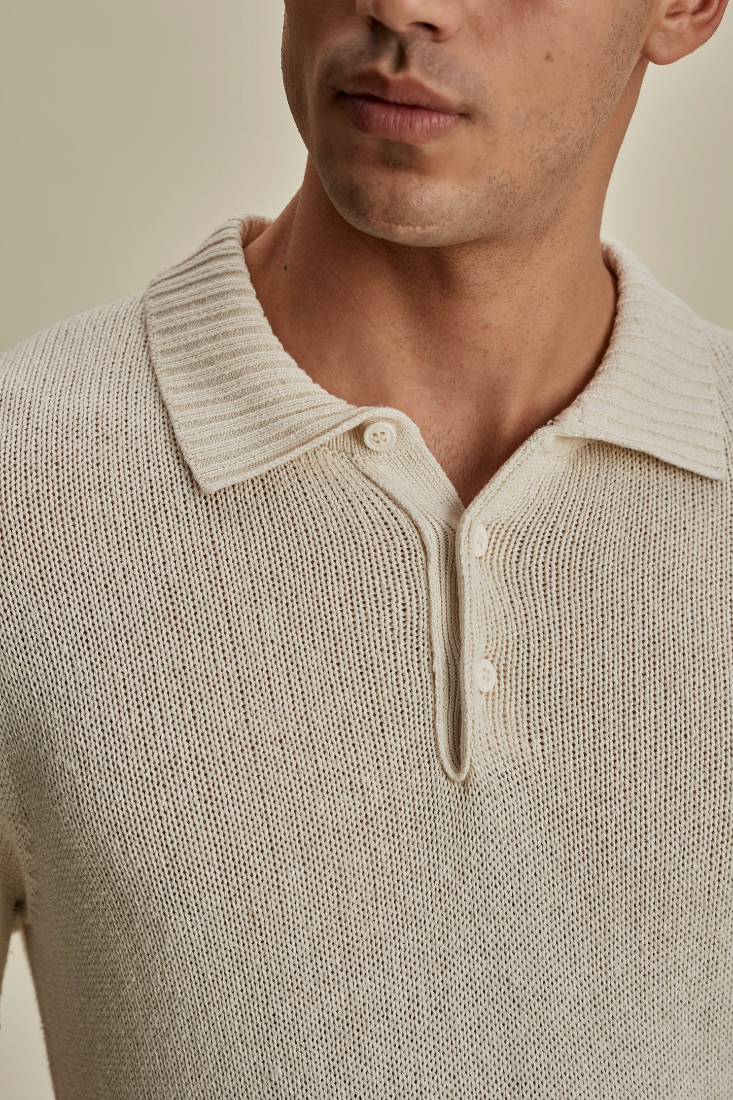 Bourette Silk Wide Gauge Cable Polo Shirt