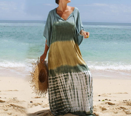 Bohemian Printed Kaftan Tunic Half Sleeve Maxi Dress