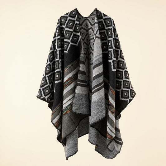 Stripe Cashmere Shawl Cape