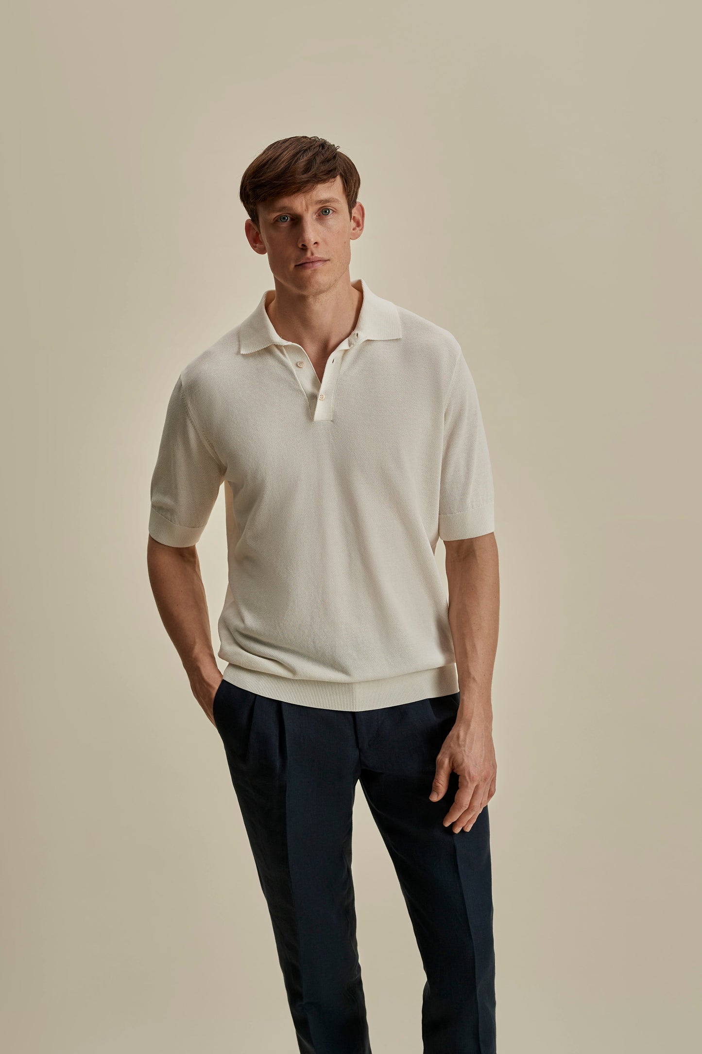 Cotton Air Crepe Polo Shirt
