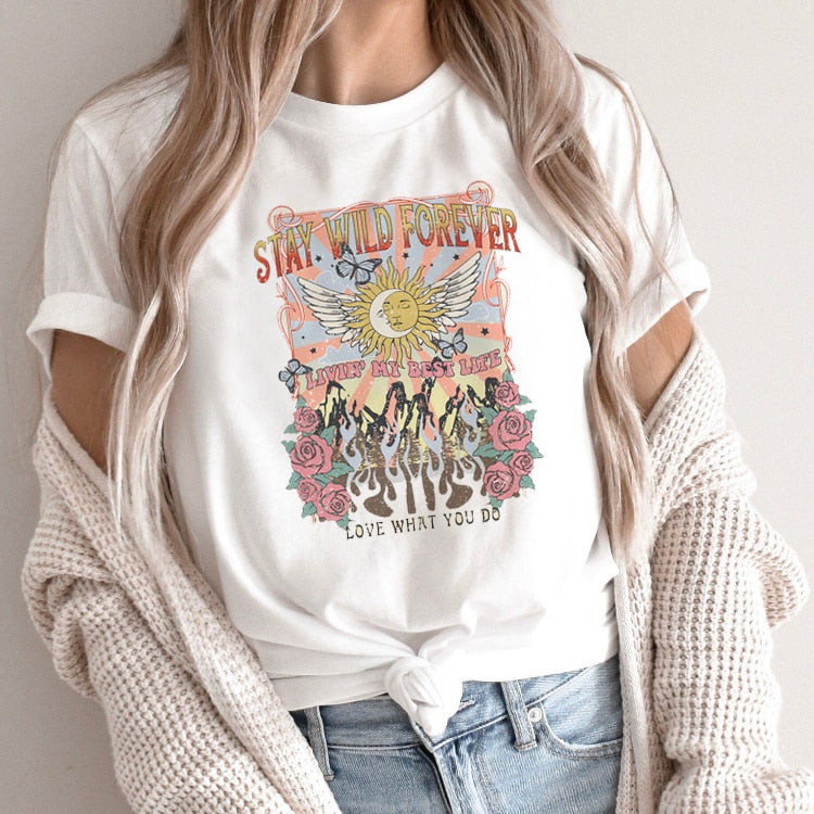 Casual Short Sleeve O Neck Graphic T-shirt - size XXL