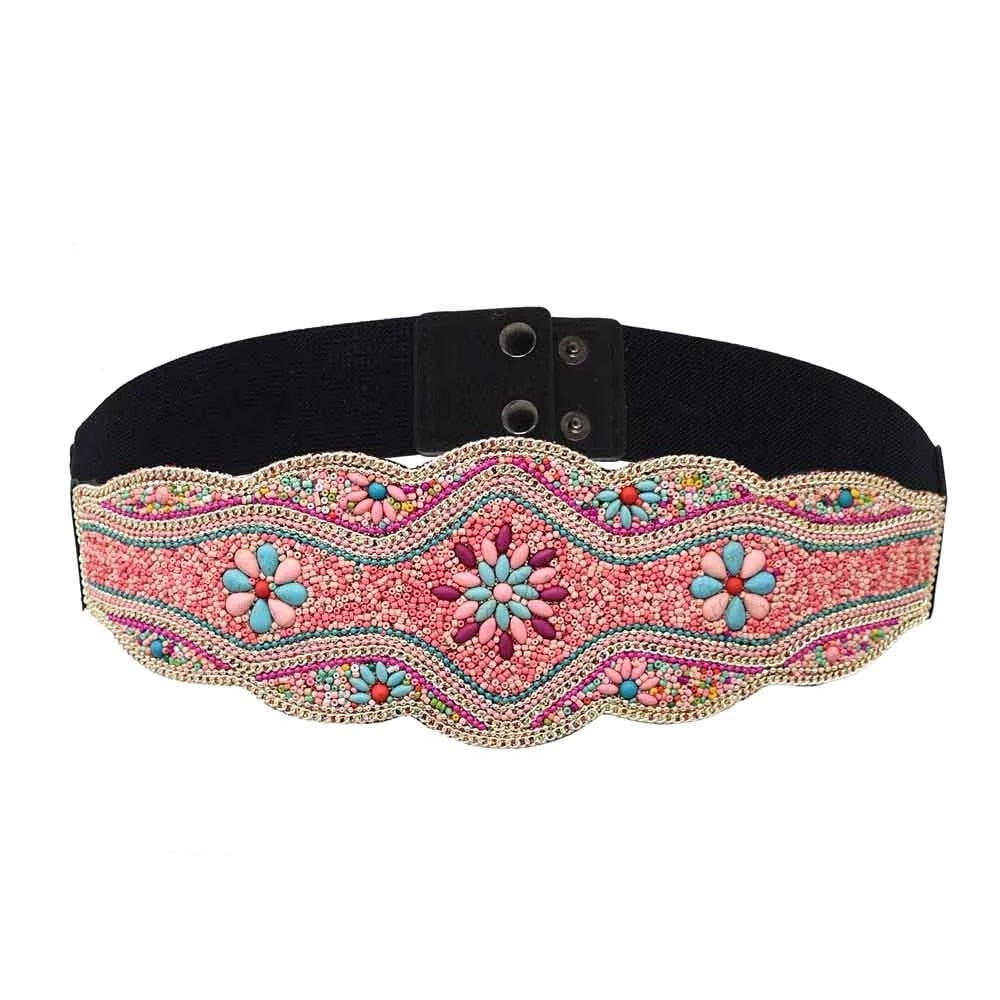 Tribal Boho Colorful Resin Beads Stone Wide Belt