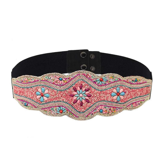 Tribal Boho Colorful Resin Beads Stone Wide Belt