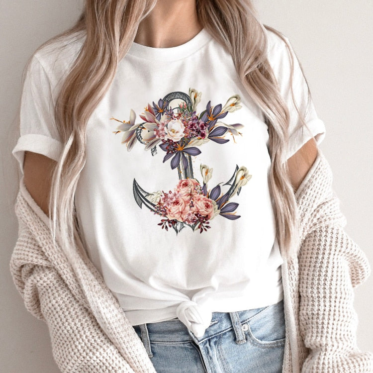 Casual Short Sleeve O Neck Graphic T-shirt - size XXL