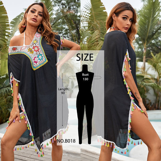 Summer Crochet Tunic Knitted Cover Up Long Cover-Up