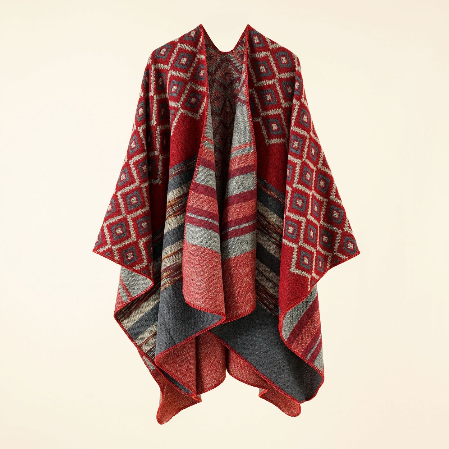 Stripe Cashmere Shawl Cape