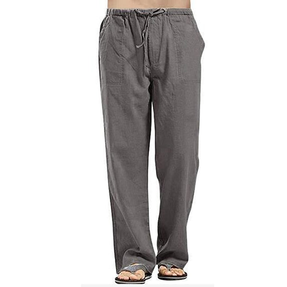 Casual Elastic Waist Linen Hip-Hop Trouser Pants - Size 4XL