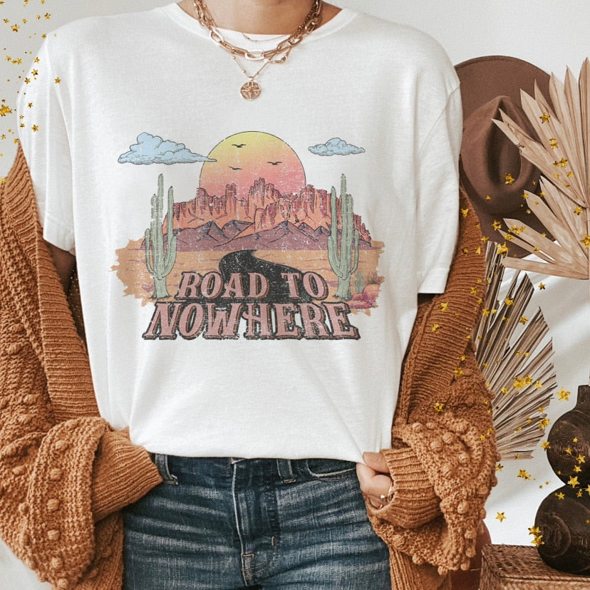 Vintage Western Denim Cartoon Graphic Top - Size Medium