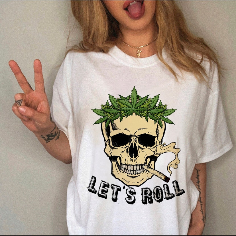 Women Leopard Skull Graphic  Cow Bull  T-shirt For Women - Size Large
