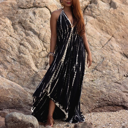 Boho Hand Tie Dye Kaftan Maxi Dress/Beach Cover Up