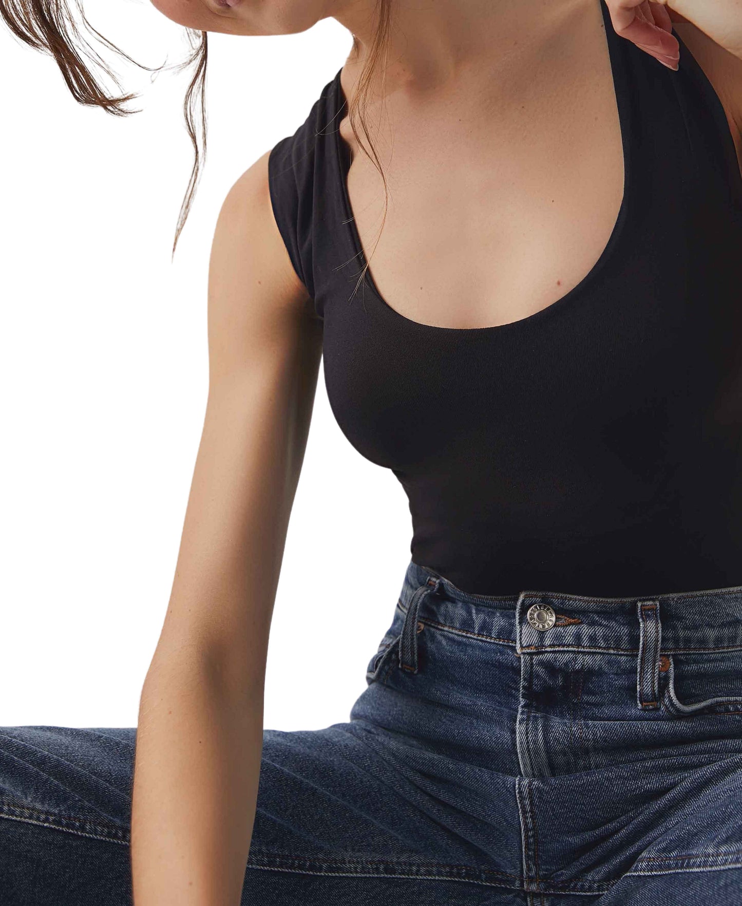 Clean Line Muscle Cami in Black