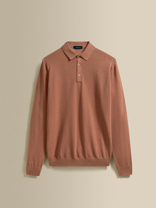 Cotton Air Crepe Long Sleeve Polo Shirt
