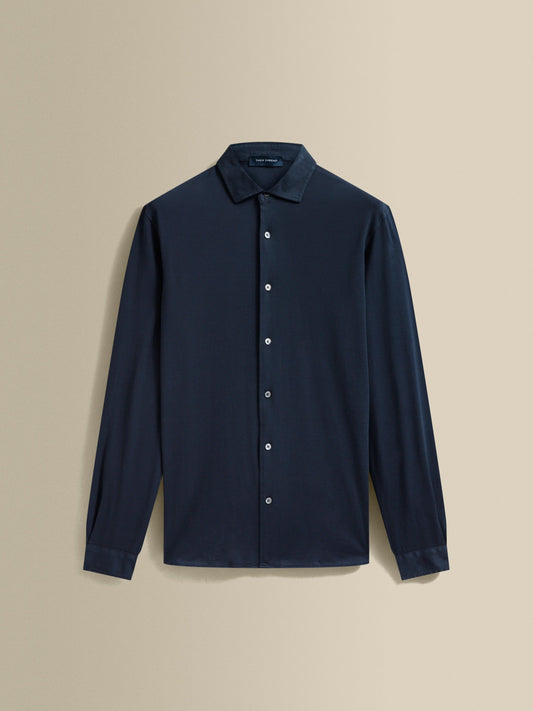 Cotton Long Sleeve Button Through Polo Shirt
