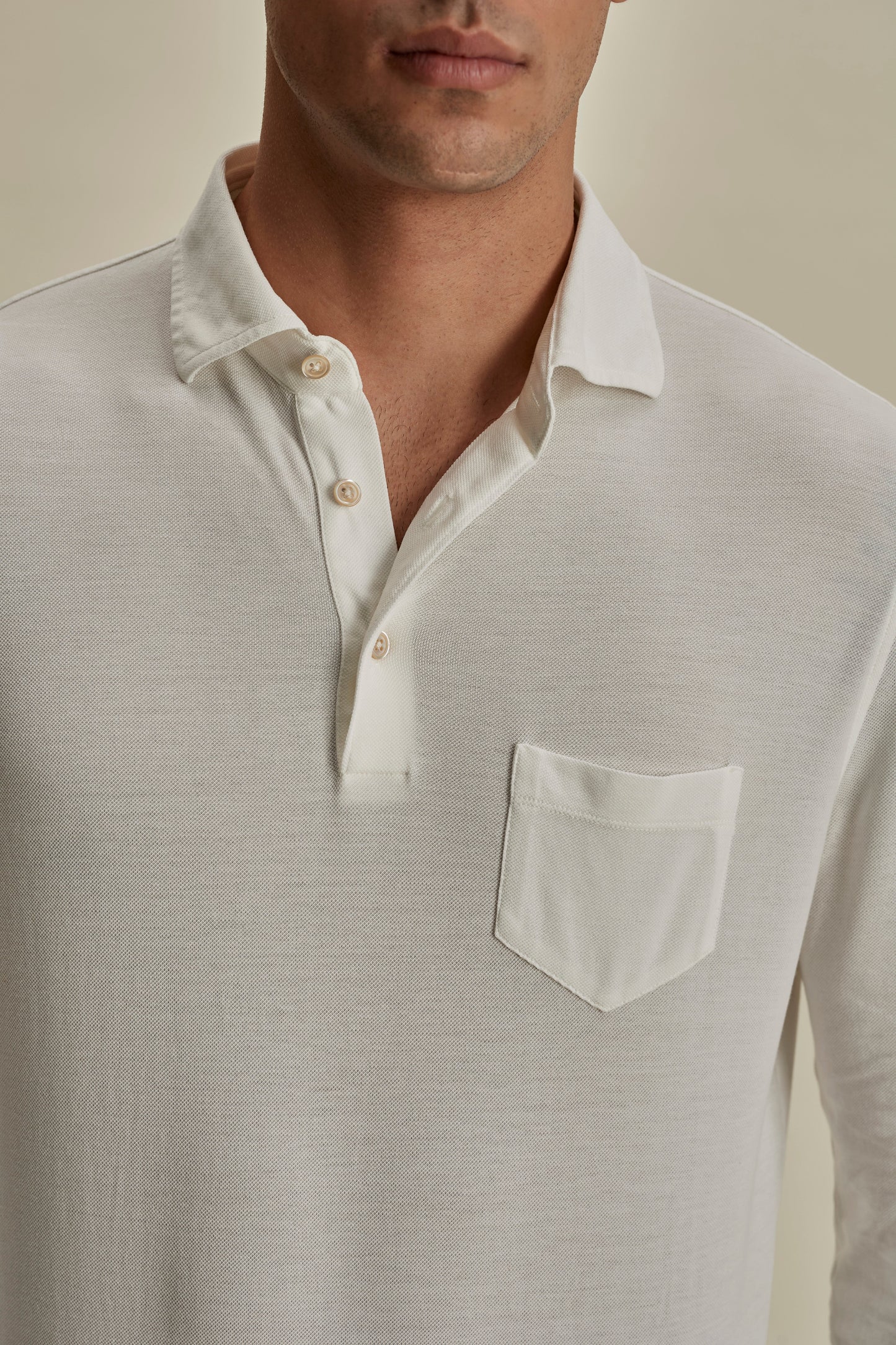 Cotton Pique Long Sleeve Polo Shirt