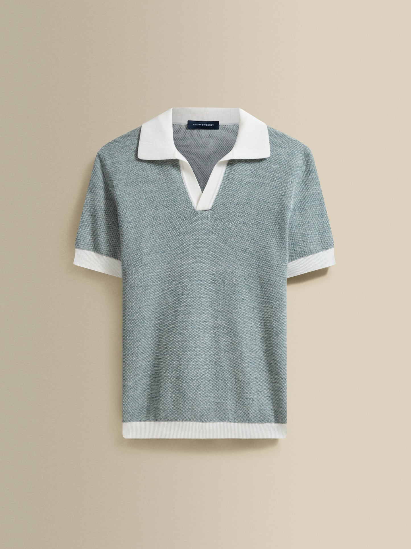 Cotton Linen Contrast Knitted Polo Shirt