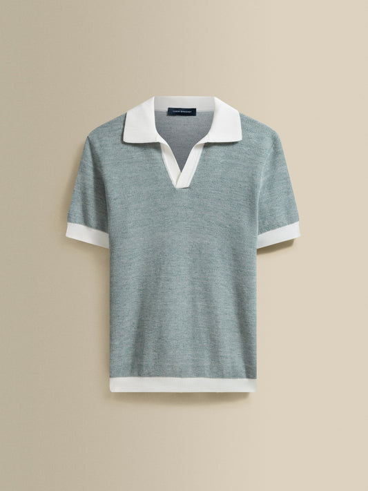 Cotton Linen Contrast Knitted Polo Shirt