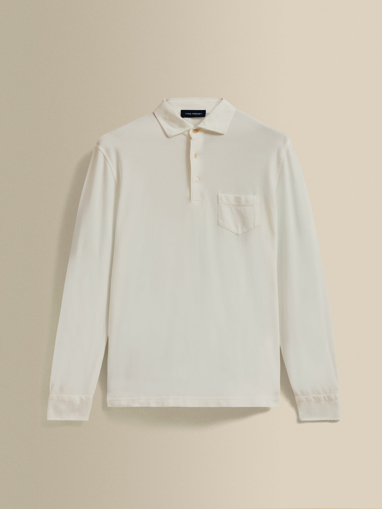 Cotton Pique Long Sleeve Polo Shirt