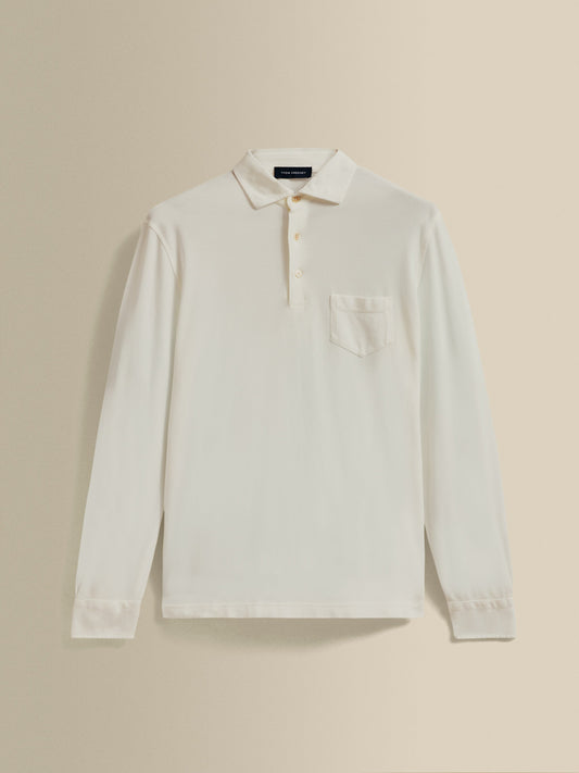 Cotton Pique Long Sleeve Polo Shirt