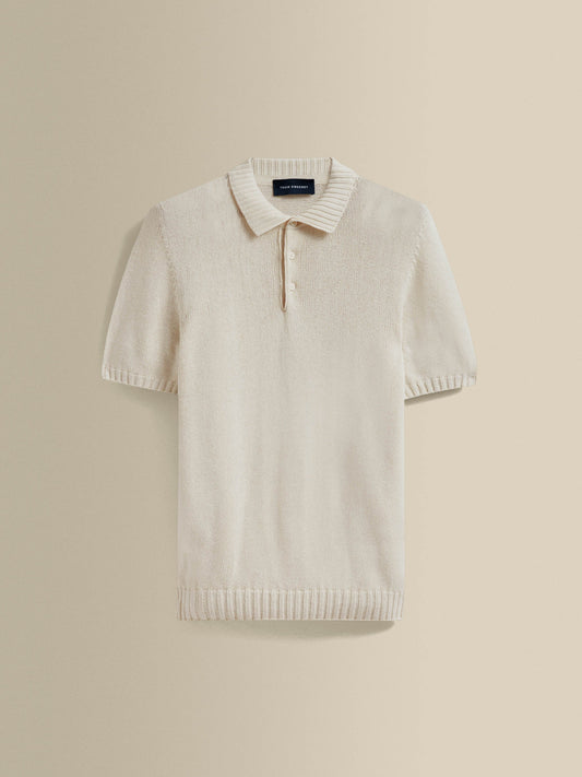 Bourette Silk Wide Gauge Cable Polo Shirt