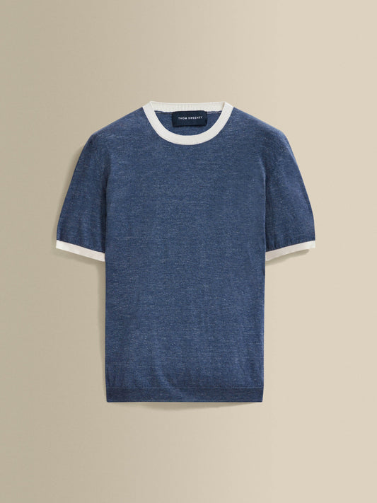 Linen Cotton Contrast Rib T-Shirt