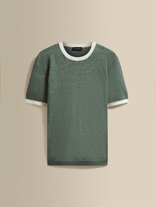 Linen Cotton Contrast Rib T-Shirt