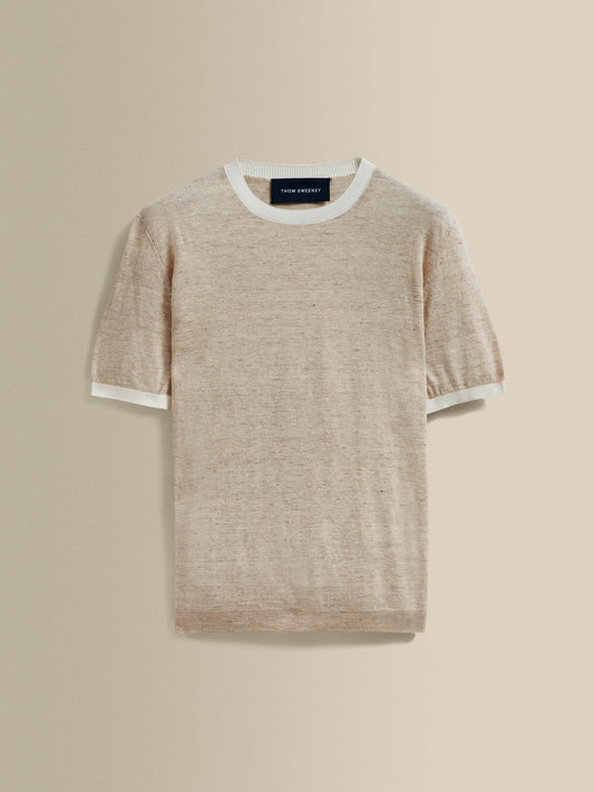 Linen Cotton Contrast Rib T-Shirt