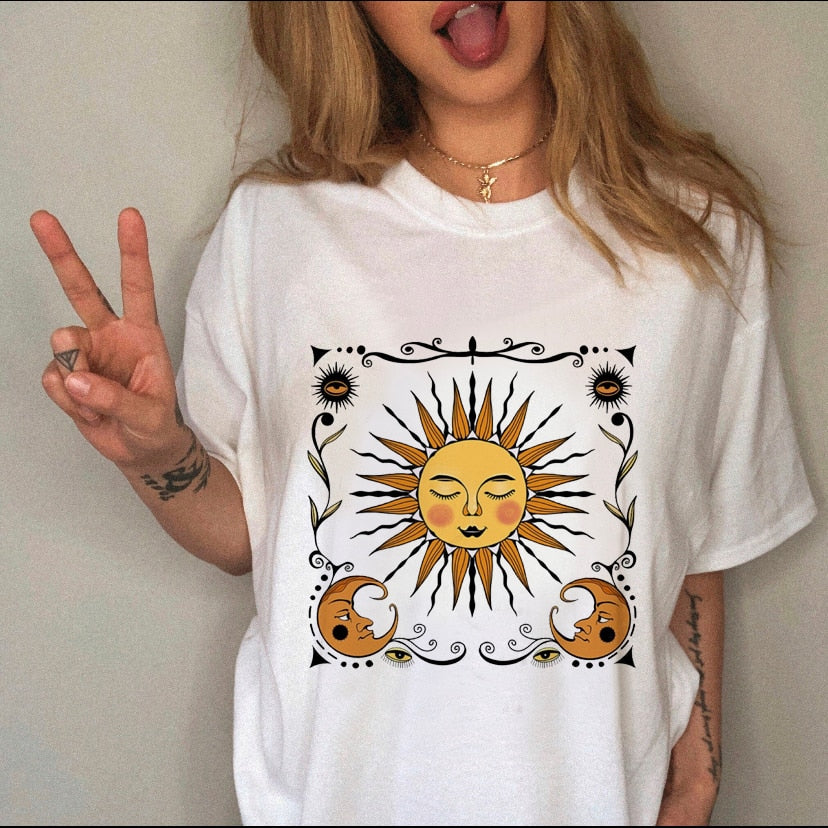 90s Harajuku Witch Summer Short Sleeve Graphic T-shirt - Size Medium