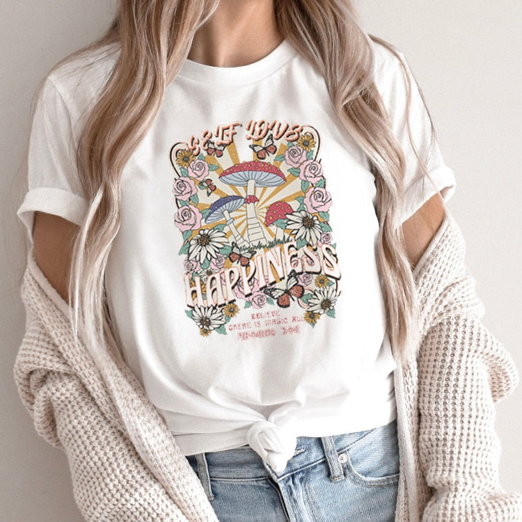 Casual Short Sleeve O Neck Graphic T-shirt - size XXL