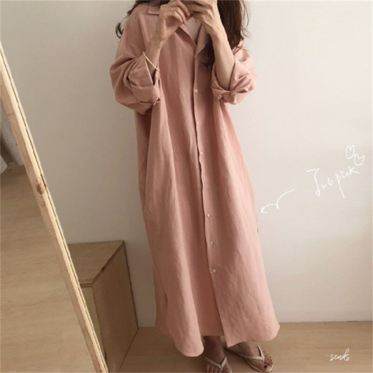 Vintage Cotton Oversized Turn-down Collar Evening Dress
