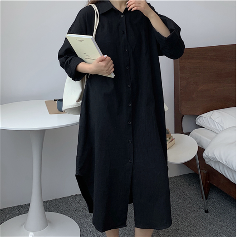 Vintage Cotton Oversized Turn-down Collar Evening Dress