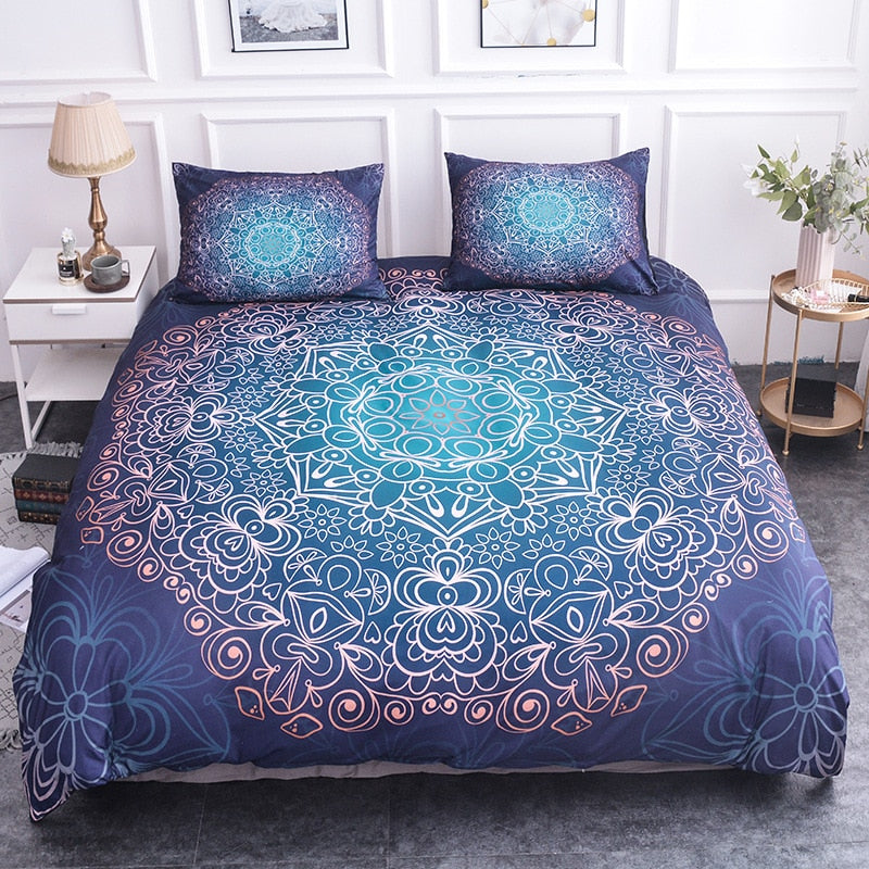 Mandala Abstract Flower Bohemian Quilt Bedding Set - size 200x200cm 3pcs