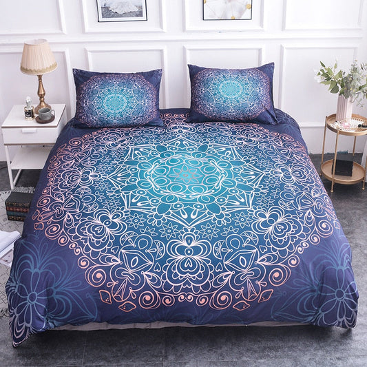 Mandala Abstract Flower Bohemian Quilt Bedding Set - size 200x200cm 3pcs