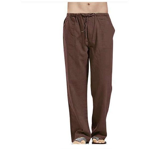 Casual Elastic Waist Linen Hip-Hop Trouser Pants - Size 4XL